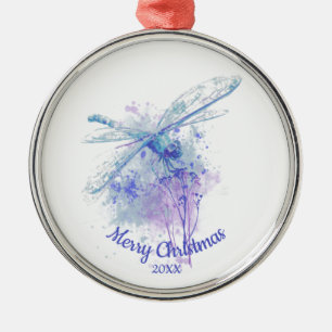 Adorno Metálico Personalizado Navidades con fecha Dragonfly Waterc