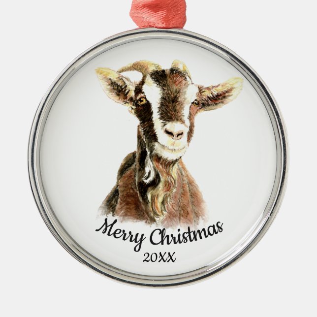 Adorno Metálico Personalizado Navidades de citas Acuarela Granja d (Frente)