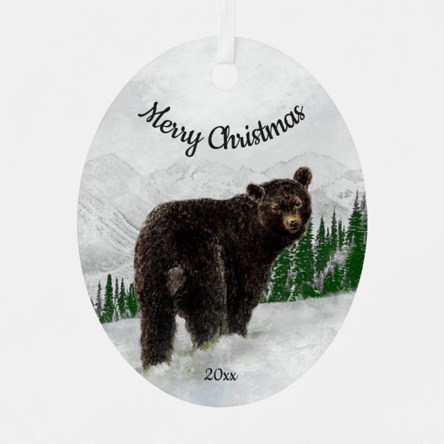 Adorno Metálico Personalizado Navidades de citas Black Bear Animal (Anverso)