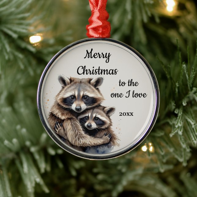 Adorno Metálico Personalizado Navidades de citas Raccoon One I Lov (Árbol)