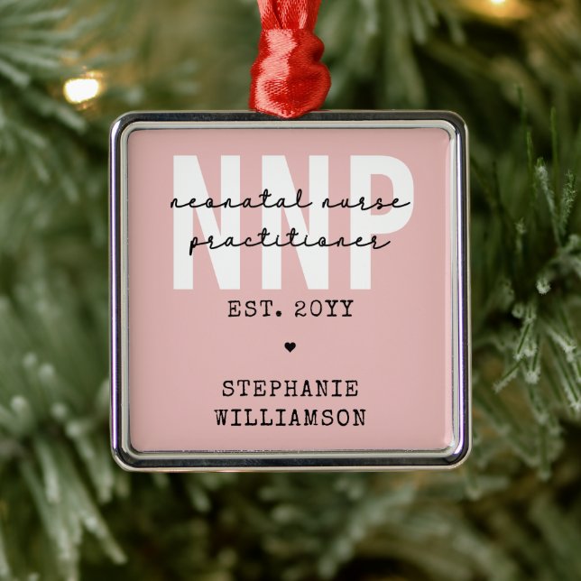 Adorno Metálico Personalizado NNP Enfermera neonatal Profesional (Árbol)