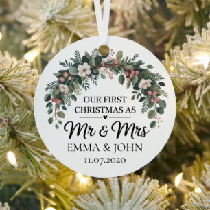 Adorno Metálico Personalizado Nuestra Primera Navidad Como Sr. y S