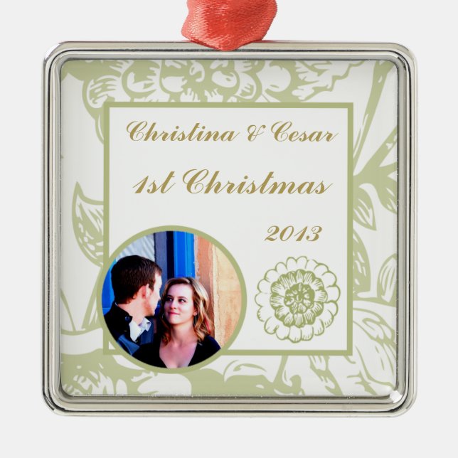 Adorno Metálico Personalizado personalizado Green Gerbera Daisy Fl (Frente)