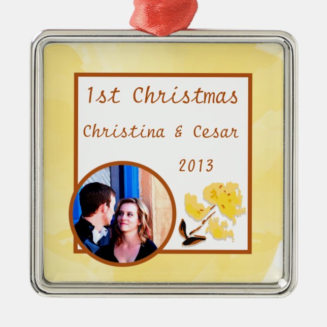 Adorno Metálico Personalizado personalizado Mostaza Amarillo Flor  (Frente)