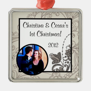 Adorno Metálico Personalizado personalizado Ornament Gray Flourish