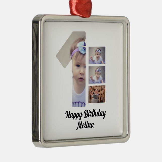 Adorno Metálico Personalizado Primer cumpleaños del bebé 4 Collaje (Derecha)