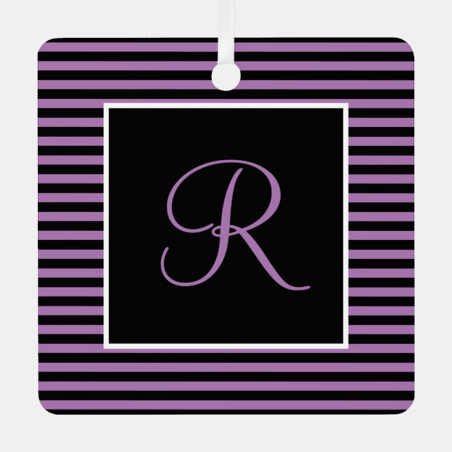 Adorno Metálico Personalizado Purple inicial y Black Stried (Anverso)