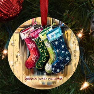 Adorno Metálico Personalizado Rústico Nombre familia Navidades de 