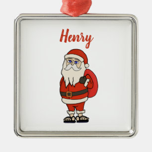 Adorno Metálico Personalizado Santa Claus Navidades Flip Flops