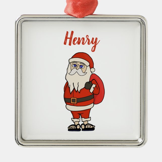 Adorno Metálico Personalizado Santa Claus Navidades Flip Flops (Frente)