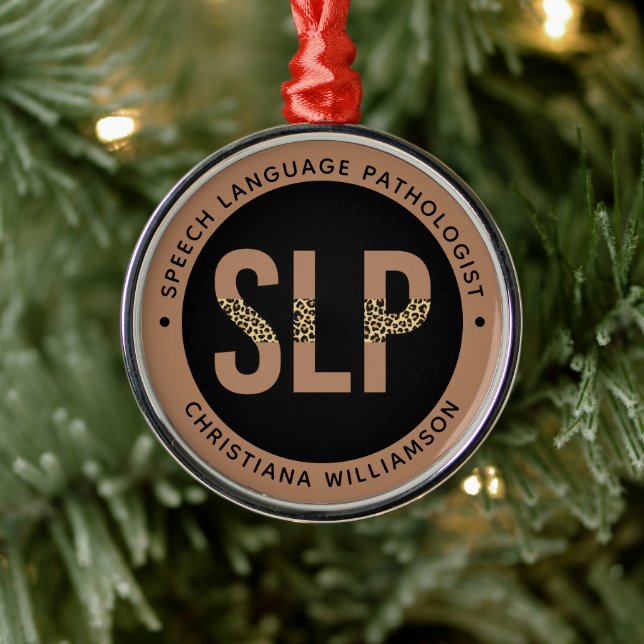 Adorno Metálico Personalizado SLP Speech Pathólogo Leopard Print G (Árbol)