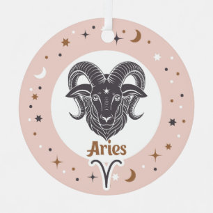 Adorno Metálico Personalizado Texto Áries Rótulo zodiaco