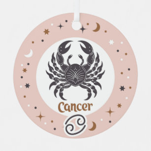 Adorno Metálico Personalizado Texto Cáncer de Rótulo zodiaco