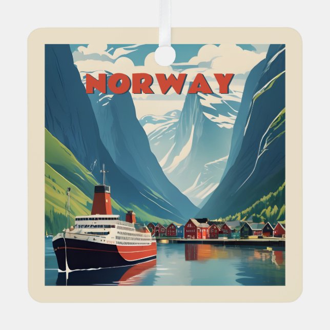 Adorno Metálico Personalizado Texto Noruega (Anverso)