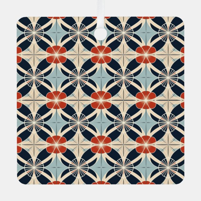 Adorno Metálico Personalizado Texto Patrón floral japonés (Anverso)