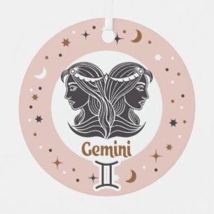 Adorno Metálico Personalizado Texto Rótulo zodiaco Gemini