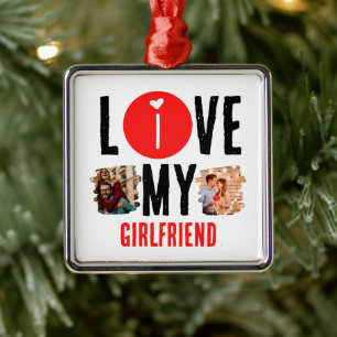 Adorno Metálico Personalizado único 2 foto collage I Love My Girlf