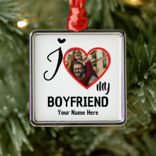 Adorno Metálico Personalizado Valentines Heart Photo I Love My Boy