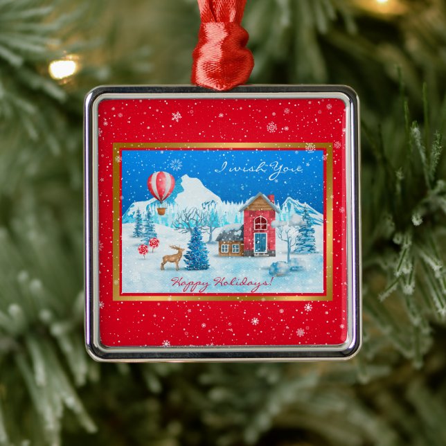 Adorno Metálico Personalizar de paisajes de nieve (Árbol)