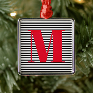 Adorno Metálico Personalizar monograma Navidades de tiras iniciale