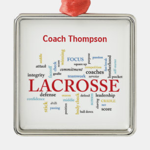 Adorno Metálico Personalizar Nombre Lacrosse Coach Gracias Palabra