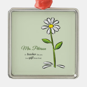 Adorno Metálico Personalizar, profesores gracias, flor religiosa