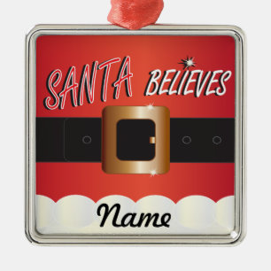 Adorno Metálico Personalizar Santa Believes