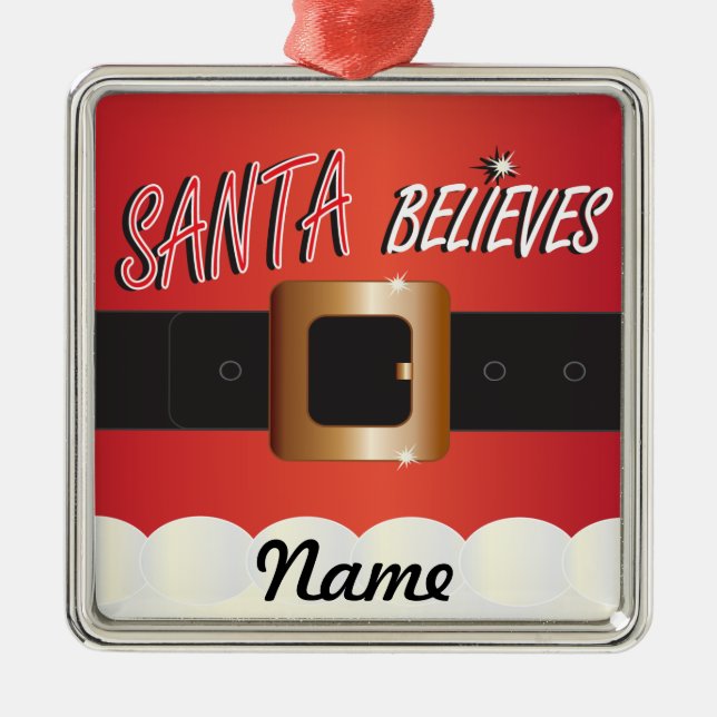 Adorno Metálico Personalizar Santa Believes (Frente)
