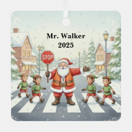 Adorno Metálico Personalize Santa as a School Crossing Guard
