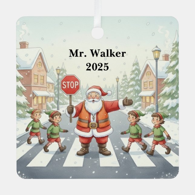 Adorno Metálico Personalize Santa as a School Crossing Guard (Anverso)