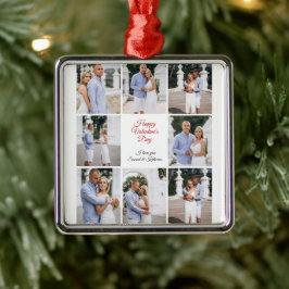 Adorno Metálico Personalized 8 Photo Collage Valentine's Day Metal