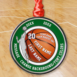 Adorno Metálico Personalized Basketball Ornaments. Basketball Team
