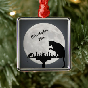 Adorno Metálico Personalized Chess Full Moon Cat and Mouse Game