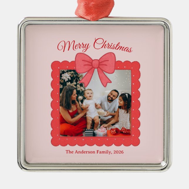 Adorno Metálico Personalized Cute Christmas Photo Collage  (Frente)