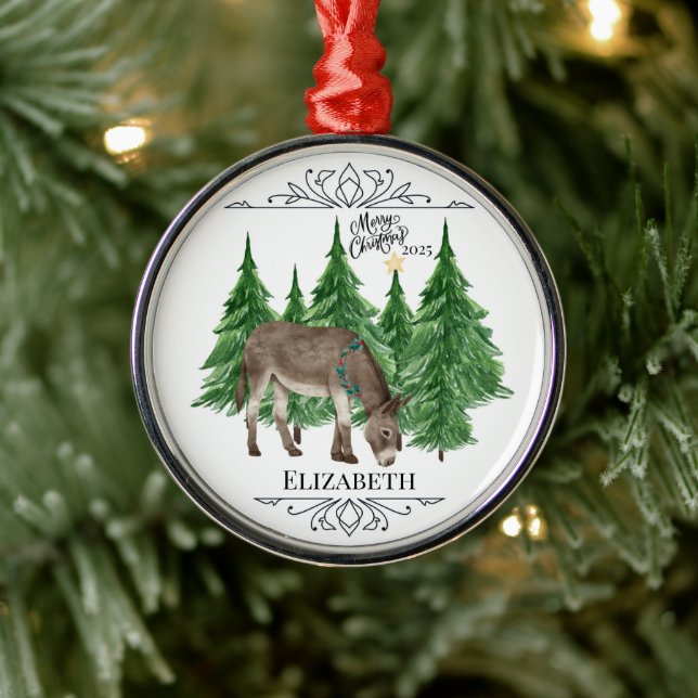 Adorno Metálico Personalized Donkey Christmas Ornament Keepsake (Árbol)
