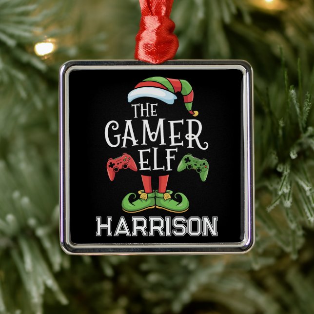 Adorno Metálico Personalized Gamer Elf Christmas Video Gaming  (Árbol)