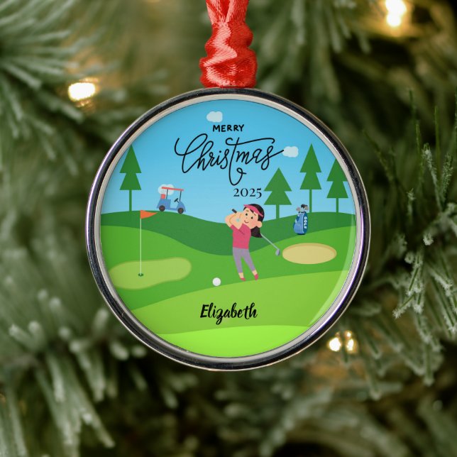Adorno Metálico Personalized Golf Christmas Ornament for Her (Árbol)