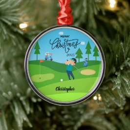 Adorno Metálico Personalized Golf Christmas Ornament for Him