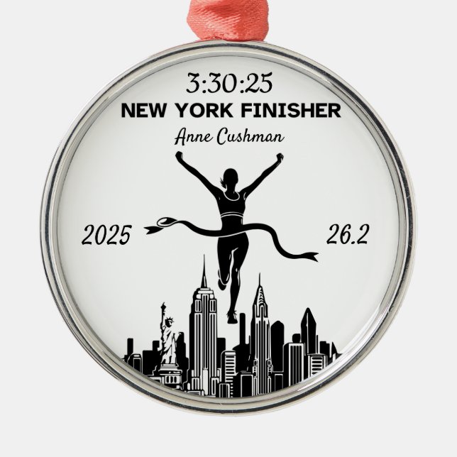 Adorno Metálico Personalized New York Marathon Finisher Gift (Frente)