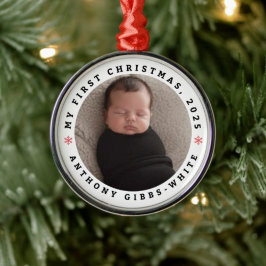 Adorno Metálico Personalized Photo &Name First Christmas Ornament 