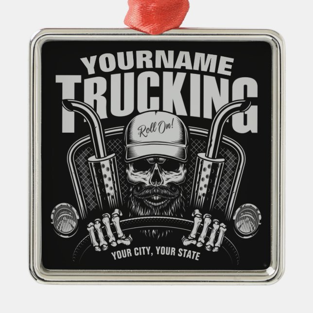 Adorno Metálico Personalized Trucking Skull Trucker Big Rig Truck  (Frente)