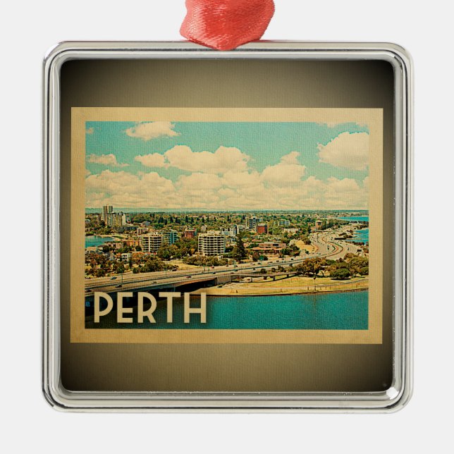 Adorno Metálico Perth Australia Ornament Vintage Travel (Frente)