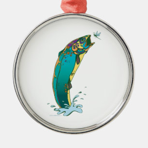 Adorno Metálico Pesca de trucha psicodélica