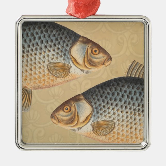 Adorno Metálico Pescado de carpa pescar pintura de agua dulce (Frente)