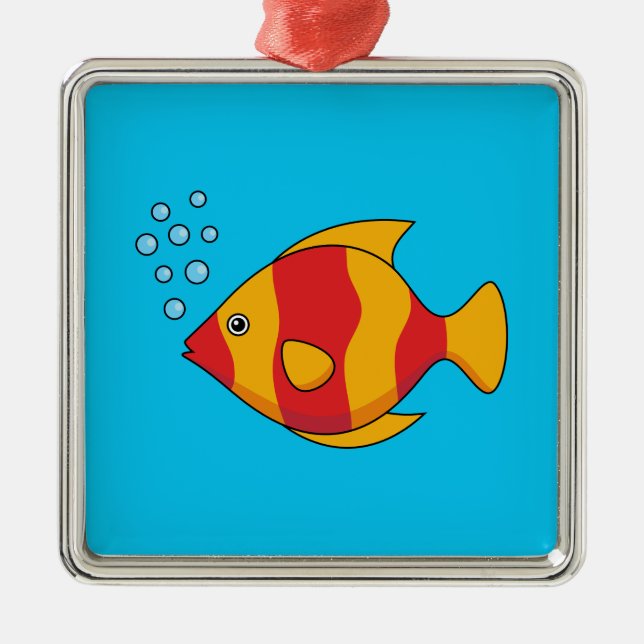 Adorno Metálico Pescado tropical Naranja rojo (Frente)