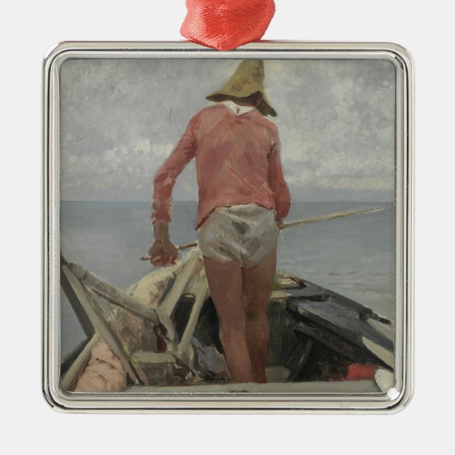 Adorno Metálico Pescador en su barco (por Vincenzo Caprile) (Frente)