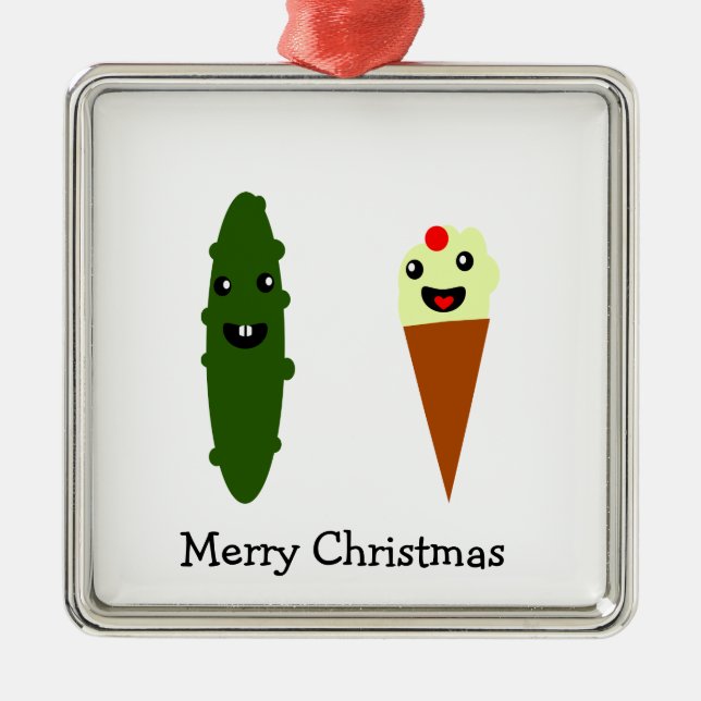 Adorno Metálico Pickles y helado navidad navideña (Frente)