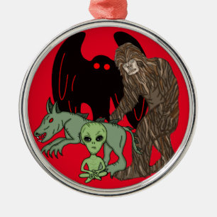 Adorno Metálico Pie grande criptípica, Chupacabra, Mothman, Alien