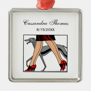 Adorno Metálico Piernas Art Deco Mujeres Galgo Whippet Perro R