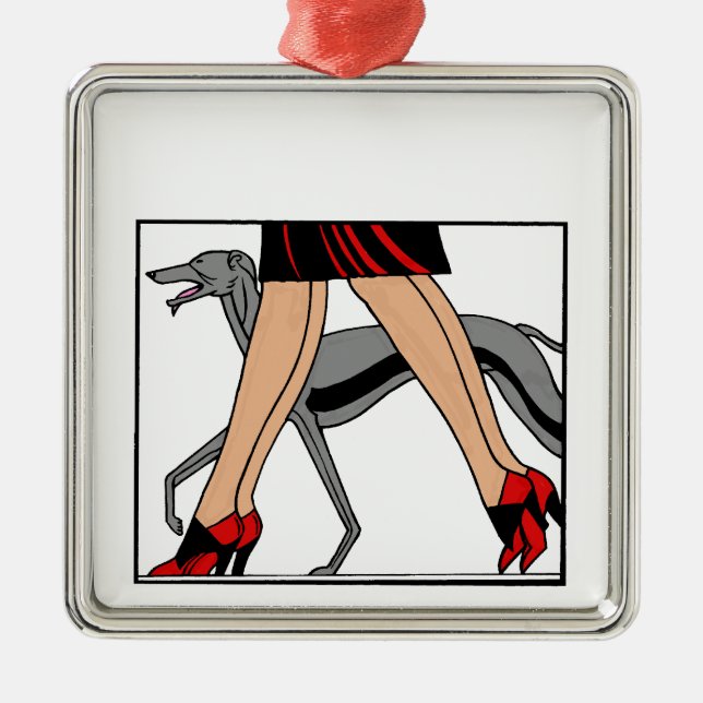 Adorno Metálico Piernas Art Deco Mujeres Greyhound Whippet Dog R (Frente)